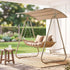 Outdoor Swing Chair 2-Seater Rattan Seat with Canopy Beige