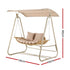 Outdoor Swing Chair 2-Seater Rattan Seat with Canopy Beige