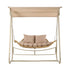 Outdoor Swing Chair 2-Seater Rattan Seat with Canopy Beige