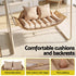 Outdoor Swing Chair 2-Seater Rattan Seat with Canopy Beige