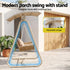 Outdoor Swing Chair 2-Seater Rattan Seat with Canopy Beige