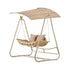 Outdoor Swing Chair 2-Seater Rattan Seat with Canopy Beige