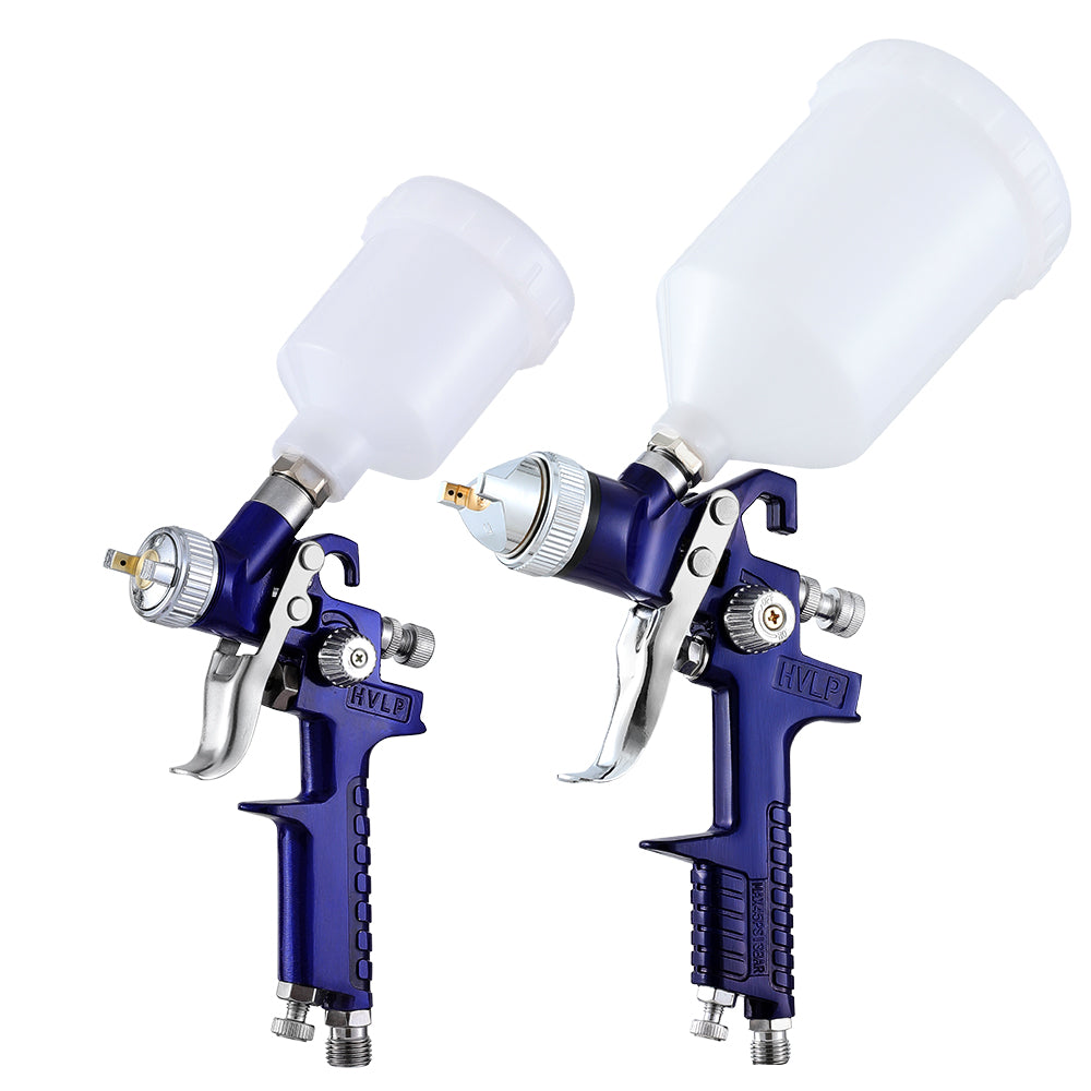 2PC HVLP Spray Gun Paint Gun Gravity Feed 0.8mm 1.4,mm Nozzles Included