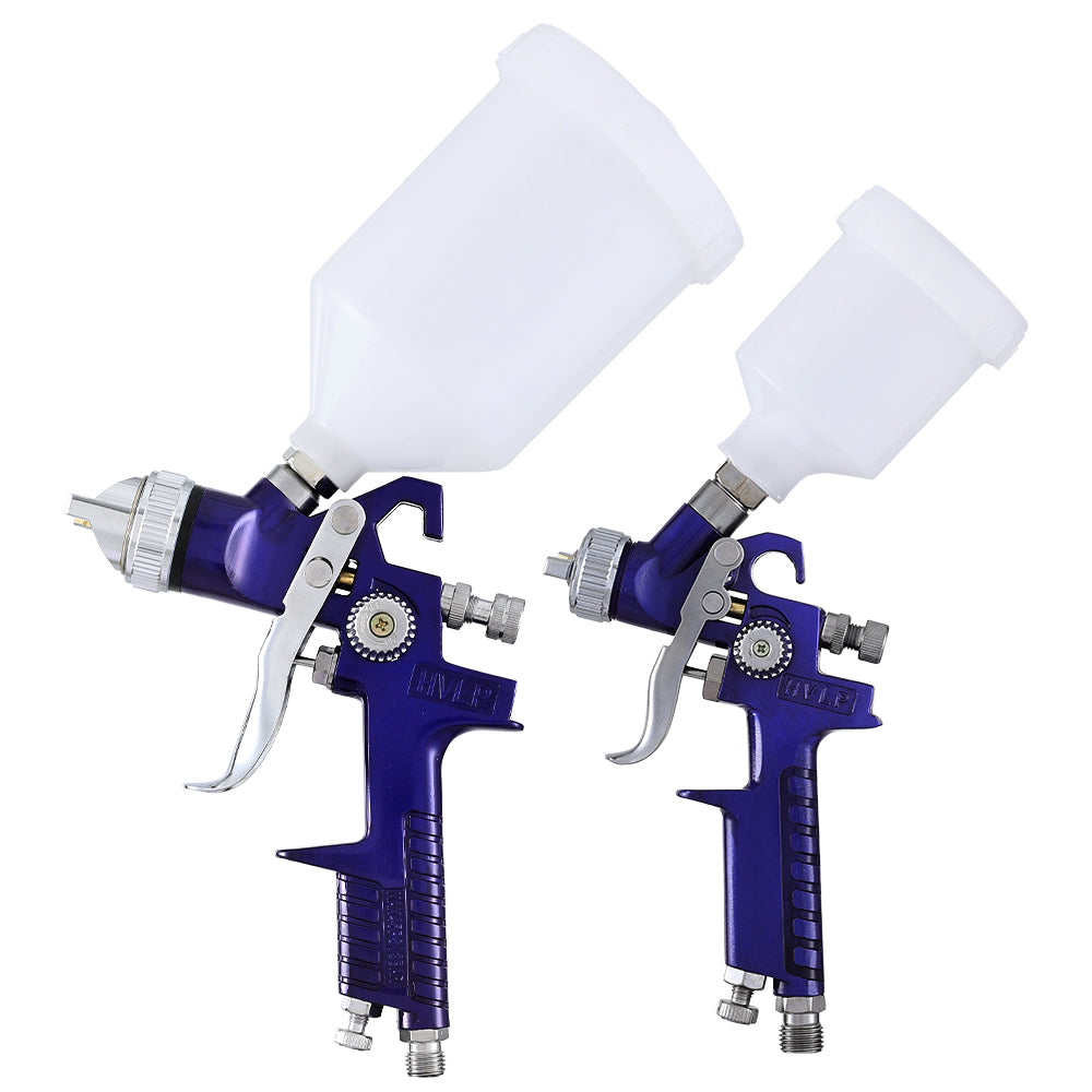 2PC HVLP Spray Gun Paint Gun Gravity Feed 0.8mm 1.4,mm Nozzles Included