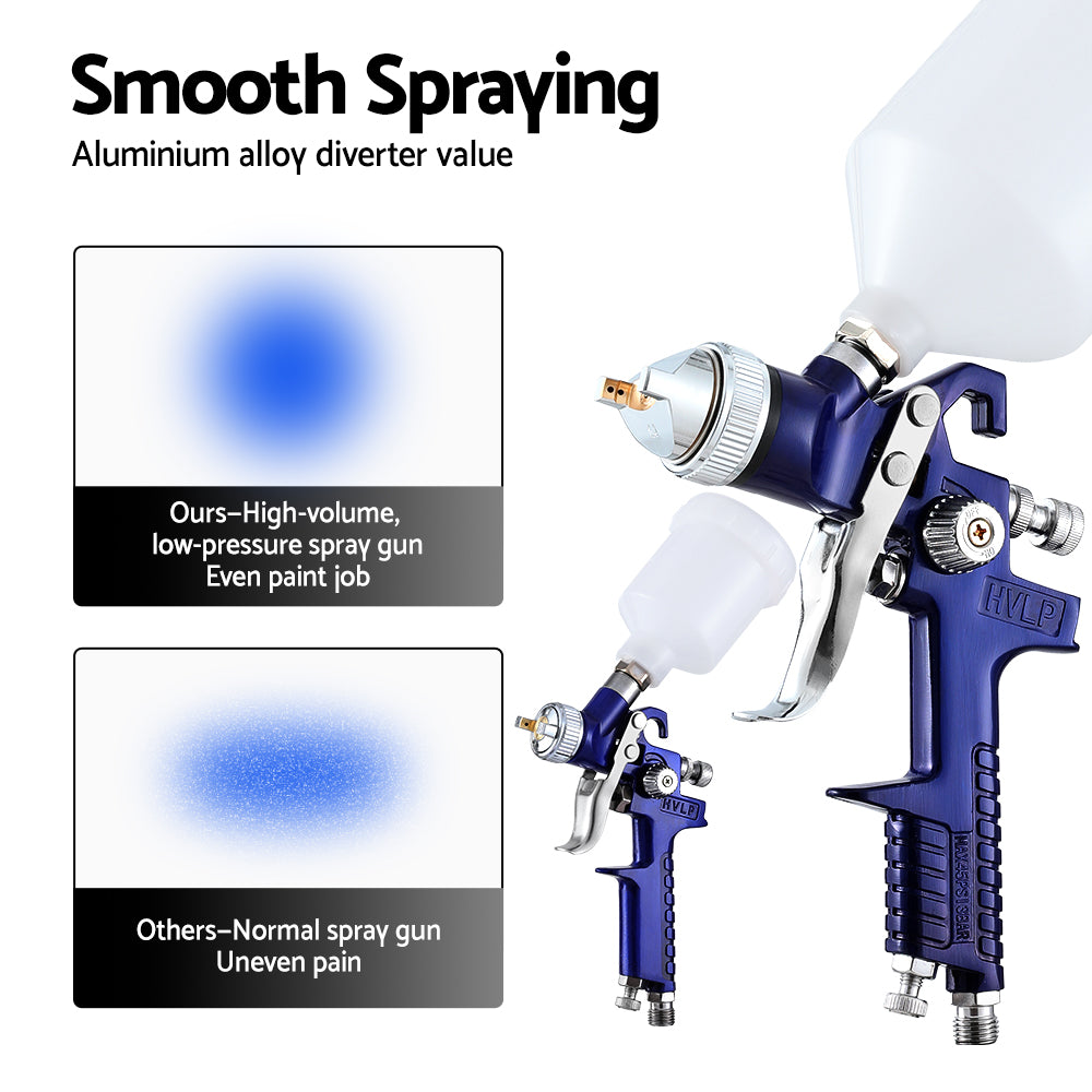 2PC HVLP Spray Gun Paint Gun Gravity Feed 0.8mm 1.4,mm Nozzles Included