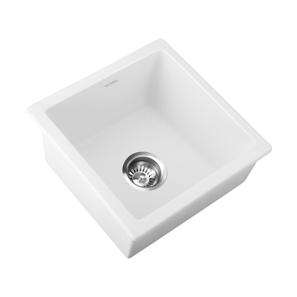 Kitchen Sink 38x38cm Granite Basin Single Bowl White