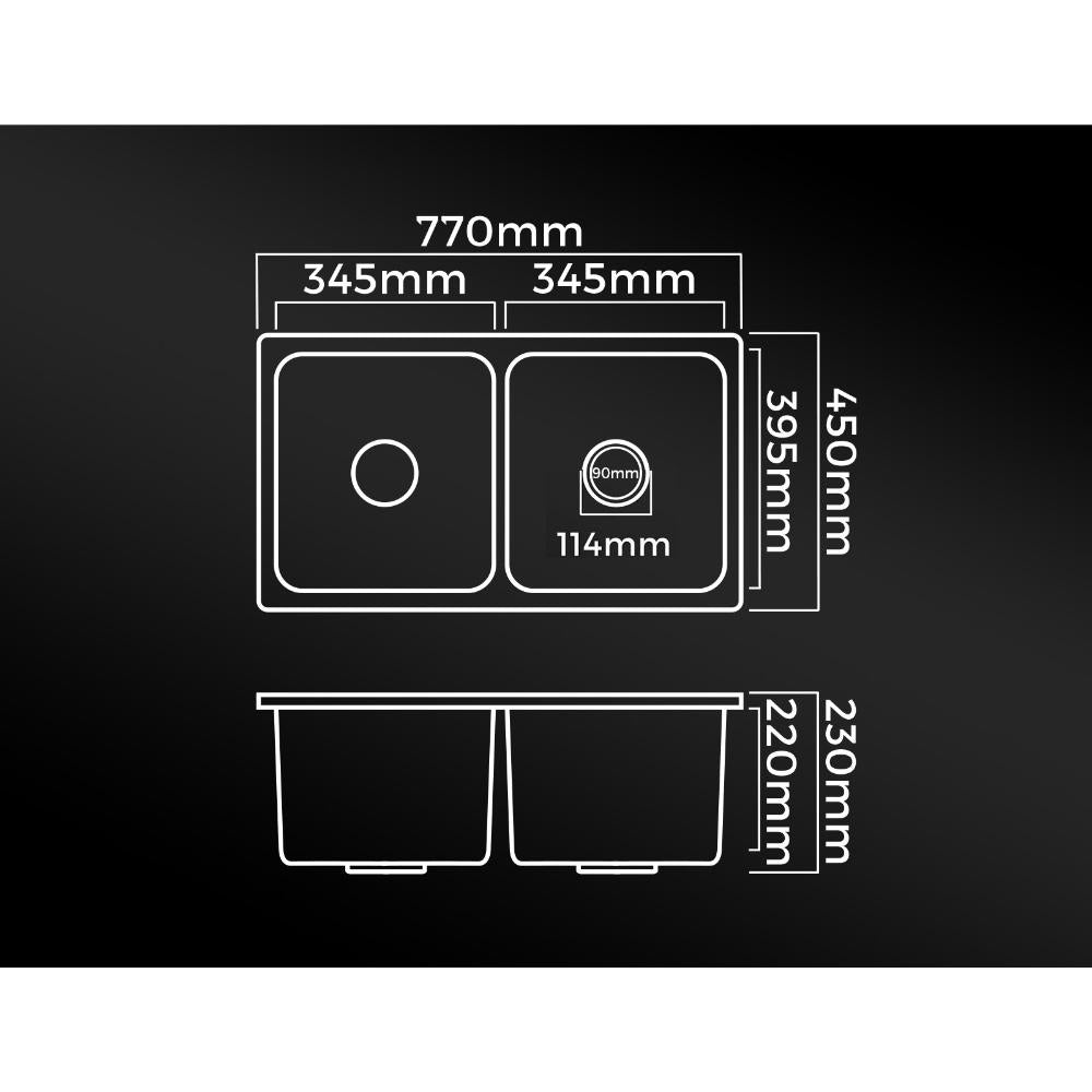 Kitchen Sink Bathroom Basin Double Bowl 770mmx450mm