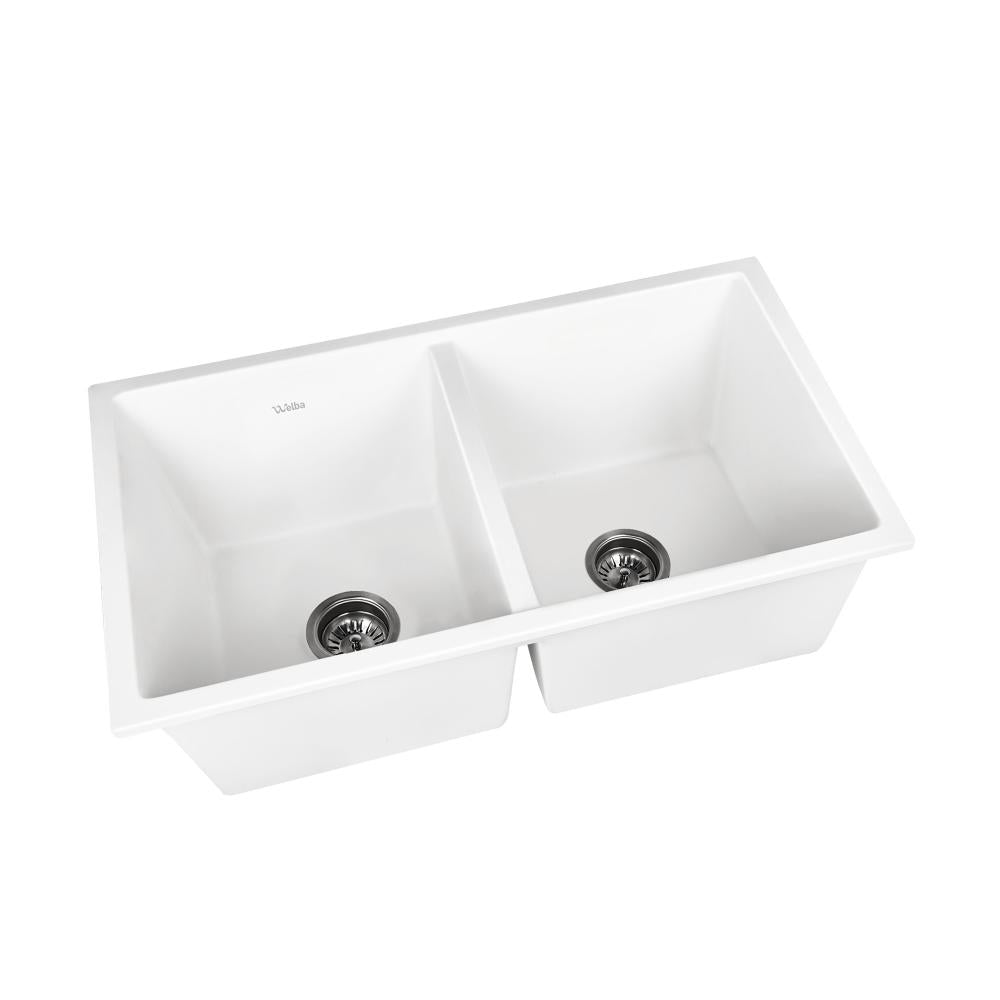 Granite Sink Double Bowl 770mmx450mm White