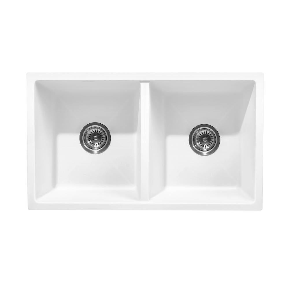 Granite Sink Double Bowl 770mmx450mm White