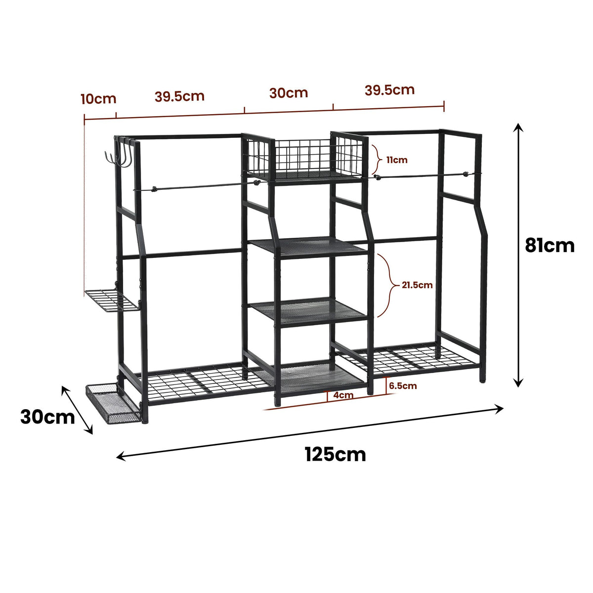 Everfit Golf Bag Storage Rack for 2 Bags & 16 Clubs, Garage Golf Organiser Black
