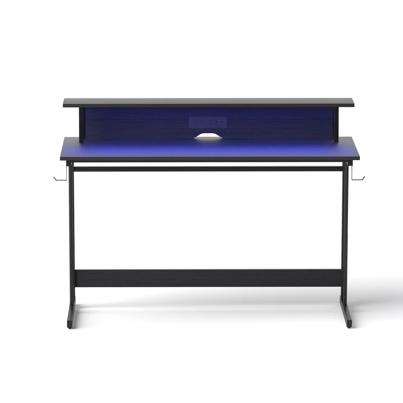 Gaming Desk with LED Lights Computer Desk Table with Monitor Shelf Power 120cm