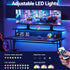 Gaming Desk with LED Lights Computer Desk Table with Monitor Shelf Power 120cm