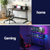 Gaming Desk with LED Lights Computer Desk Table with Monitor Shelf Power 120cm