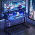 Gaming Desk with LED Lights Computer Desk Table with Monitor Shelf Power 120cm