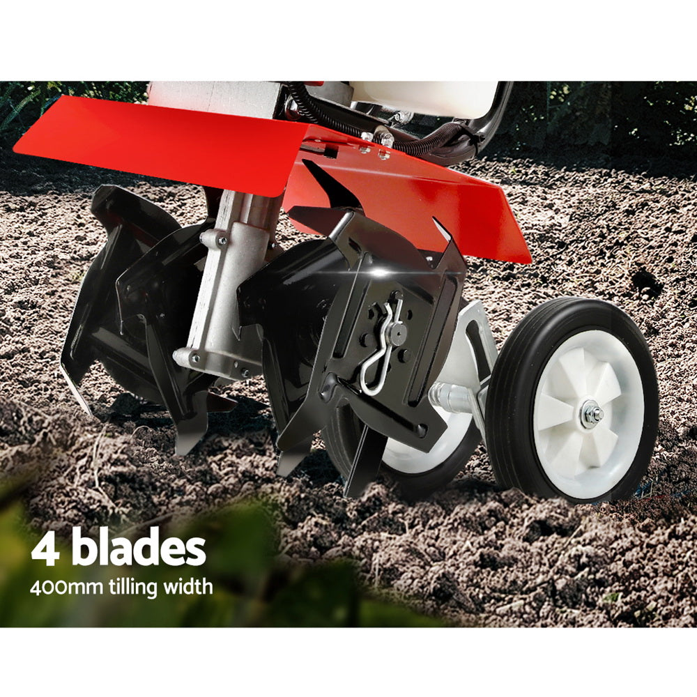 Giantz 63CC Tiller Garden Cultivator Rototiller 4 Blades Soil Plower Rotary Hoe