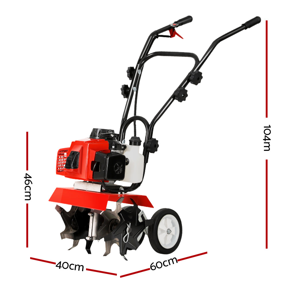 Giantz 63CC Tiller Garden Cultivator Rototiller 4 Blades Soil Plower Rotary Hoe
