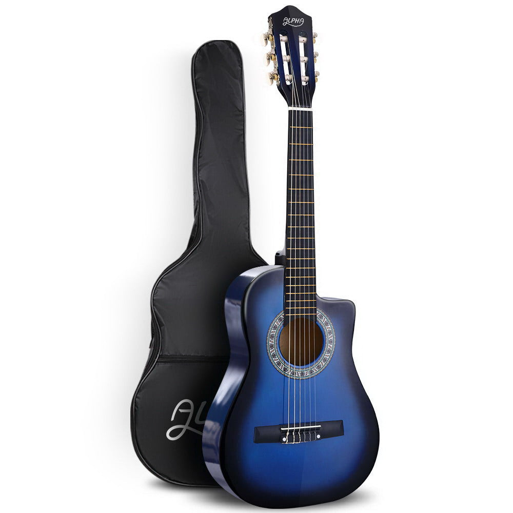 Classical Guitar 34 Inch Kids Beginner Nylon String with Bag Picks Blue