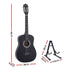 Alpha 38-Inch Classical Acoustic Guitar, Nylon Strings, Folding Stand, Black