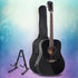 41 Inch Acoustic Guitar Wooden Body Steel String Dreadnought Stand Black