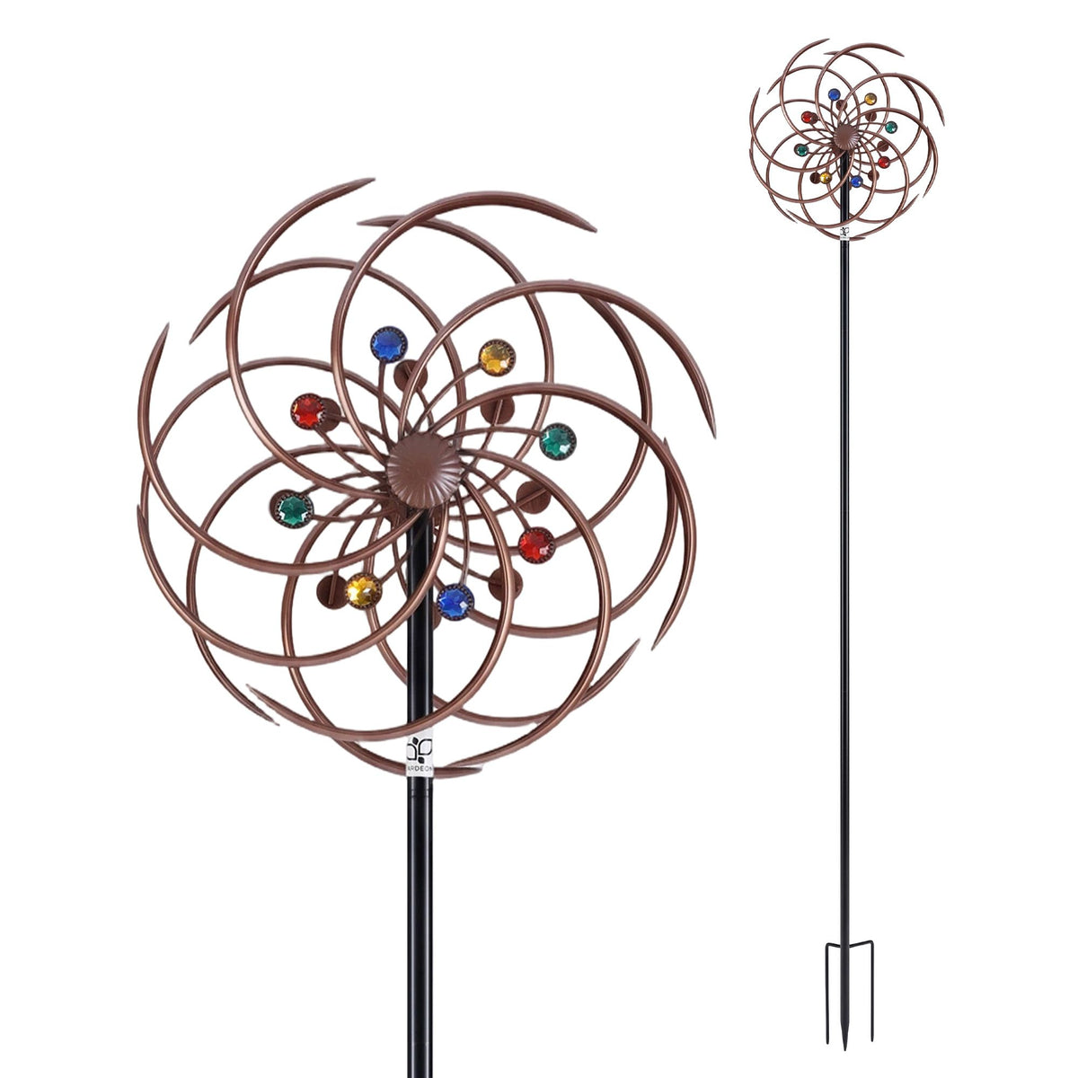 Gardeon Garden Windmill 190cm Double Layer Metal Wind Spinner Bronze Multicolour