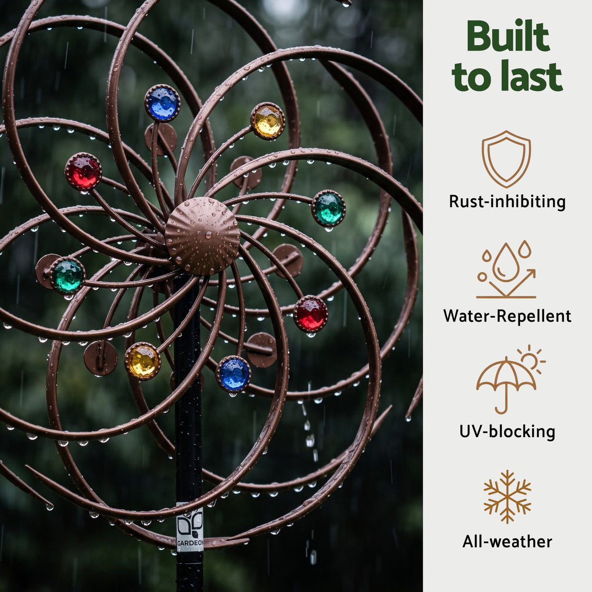 Gardeon Garden Windmill 190cm Double Layer Metal Wind Spinner Bronze Multicolour