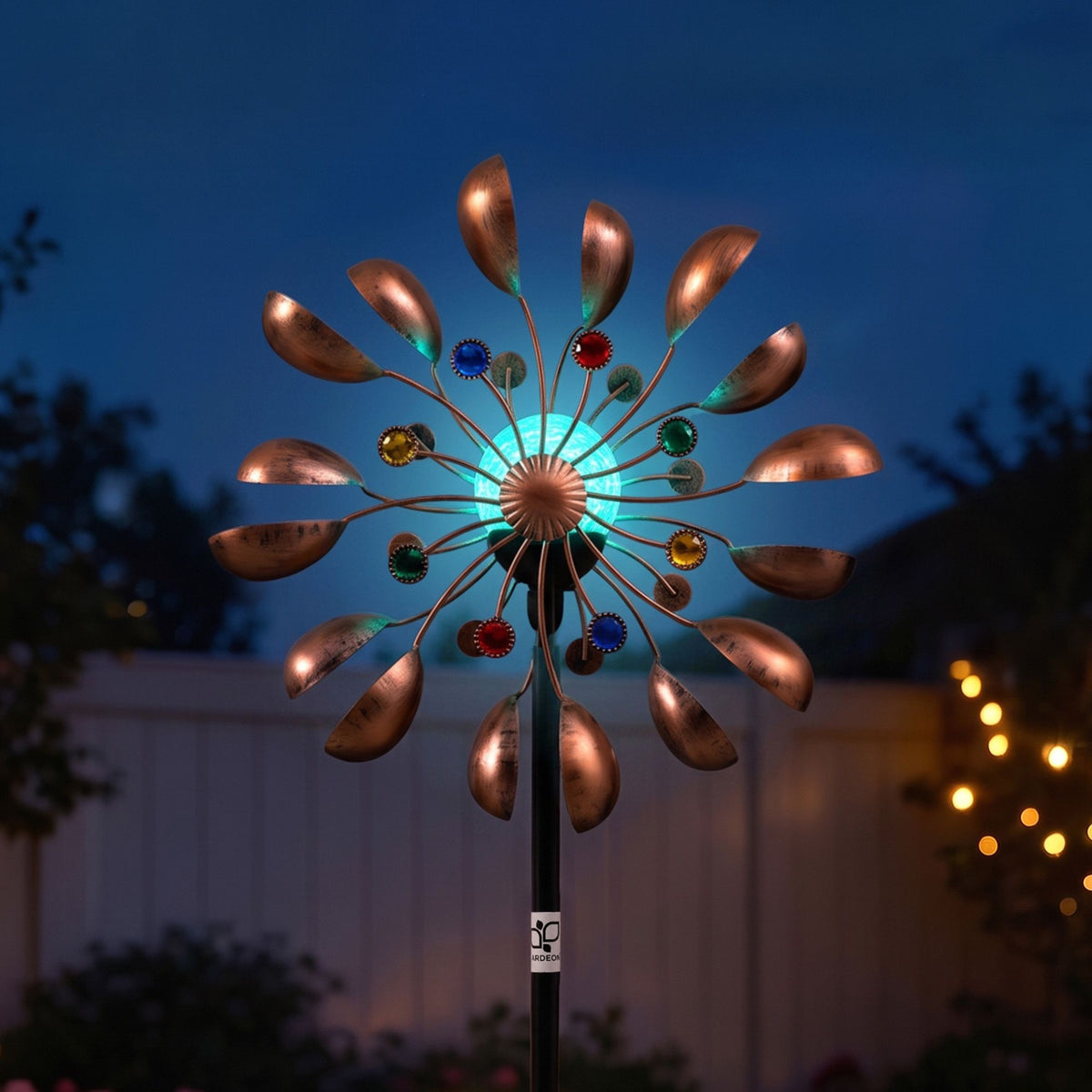 Gardeon Solar Garden Windmill 190cm Metal Wind Spinner Colour Changing Bronze