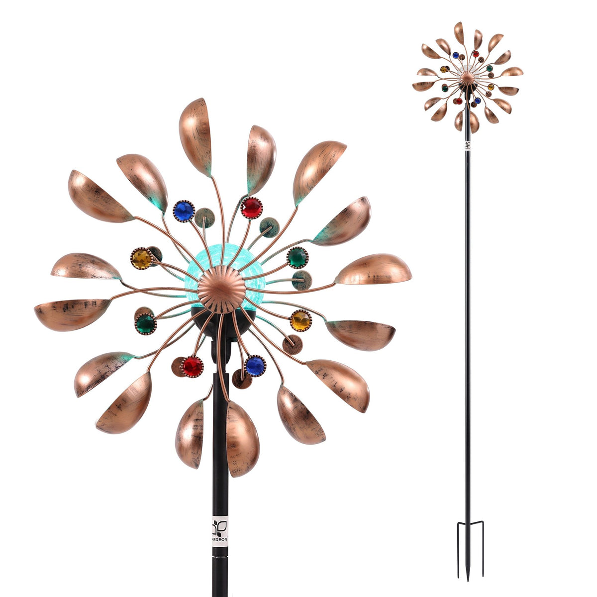 Gardeon Solar Garden Windmill 190cm Metal Wind Spinner Colour Changing Bronze