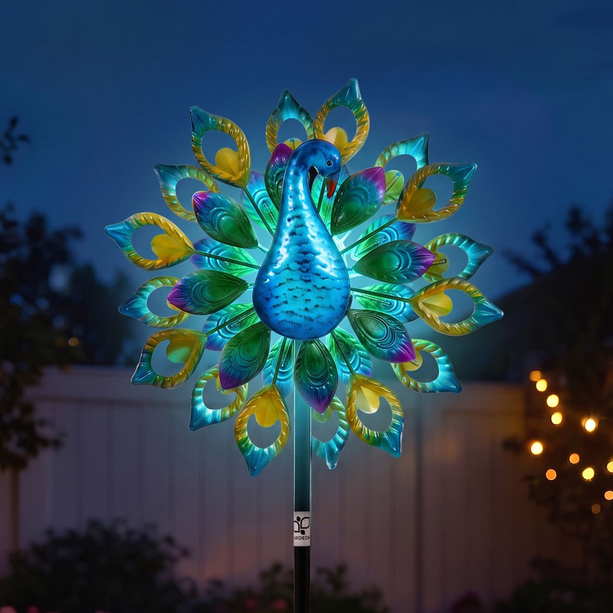 Gardeon Solar Garden Windmill 190cm Colourful Peacock Metal Wind Spinner Light