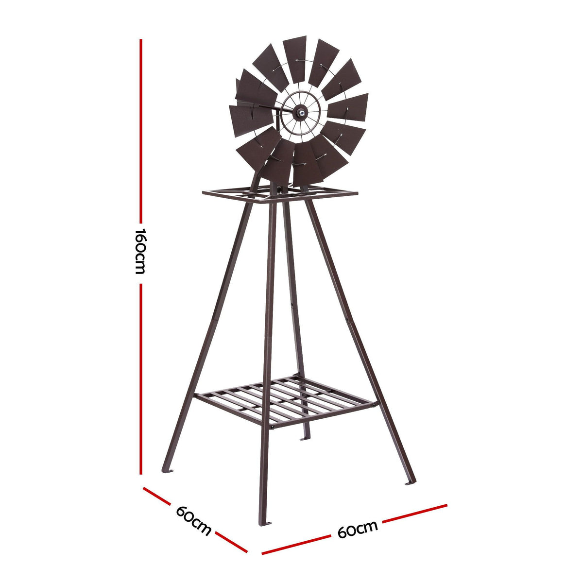 Gardeon Garden Windmill Metal Outdoor Yard Decor 160cm Bronze