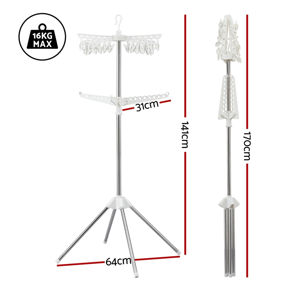 Clothes Rack Airer 2 Tier Rotatable Hanger Foldable