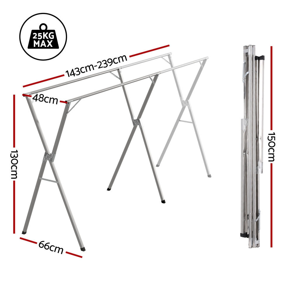 Clothes Rack Adjustable Foldable Steel
