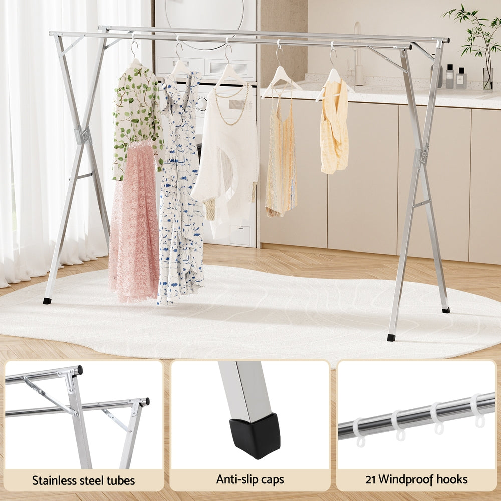 Clothes Rack Adjustable Foldable Steel