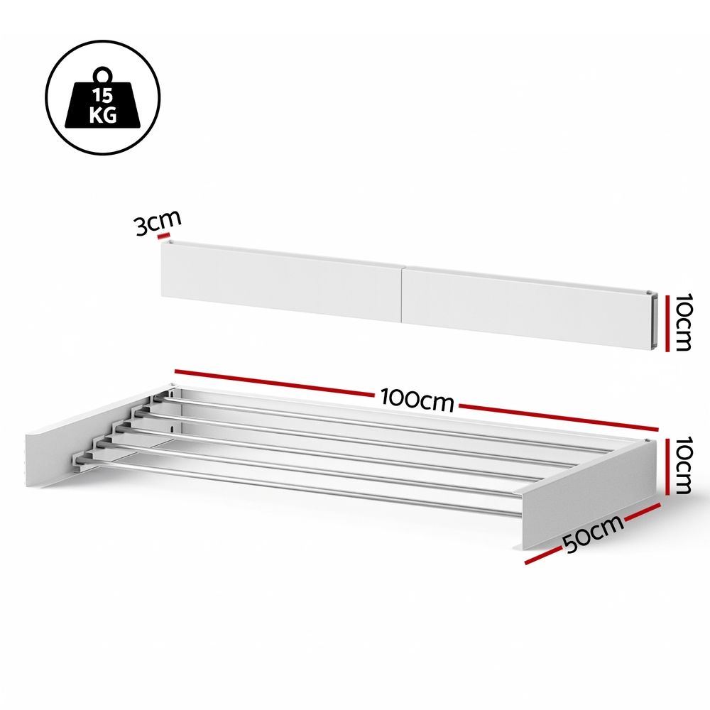 Wall Mounted Foldable Clothes Drying Rack Airer 100cm White