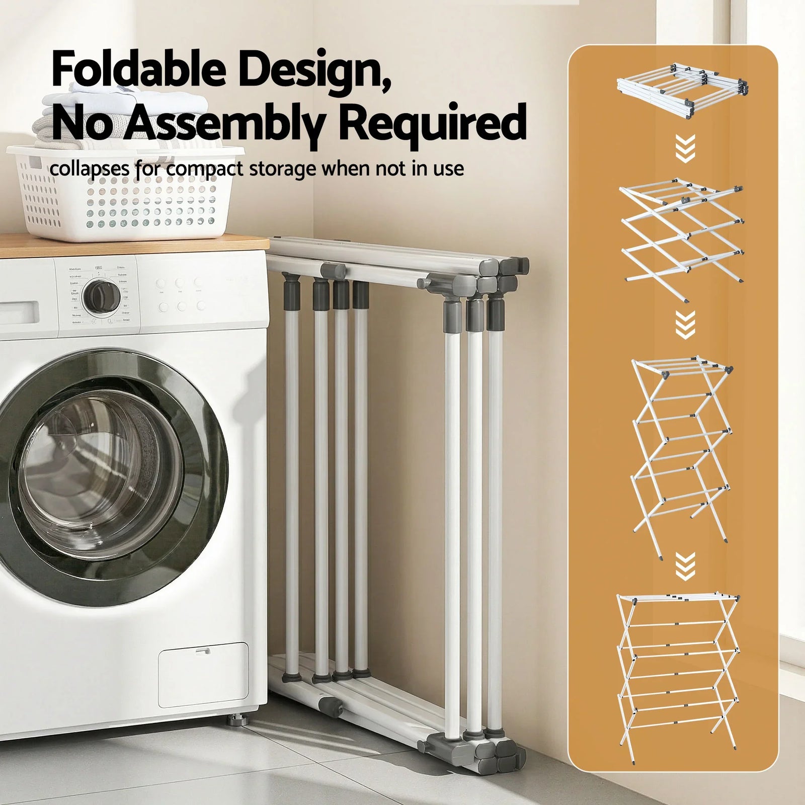 Foldable Clothes Drying Rack with Extendable Rods & Sturdy Metal Frame