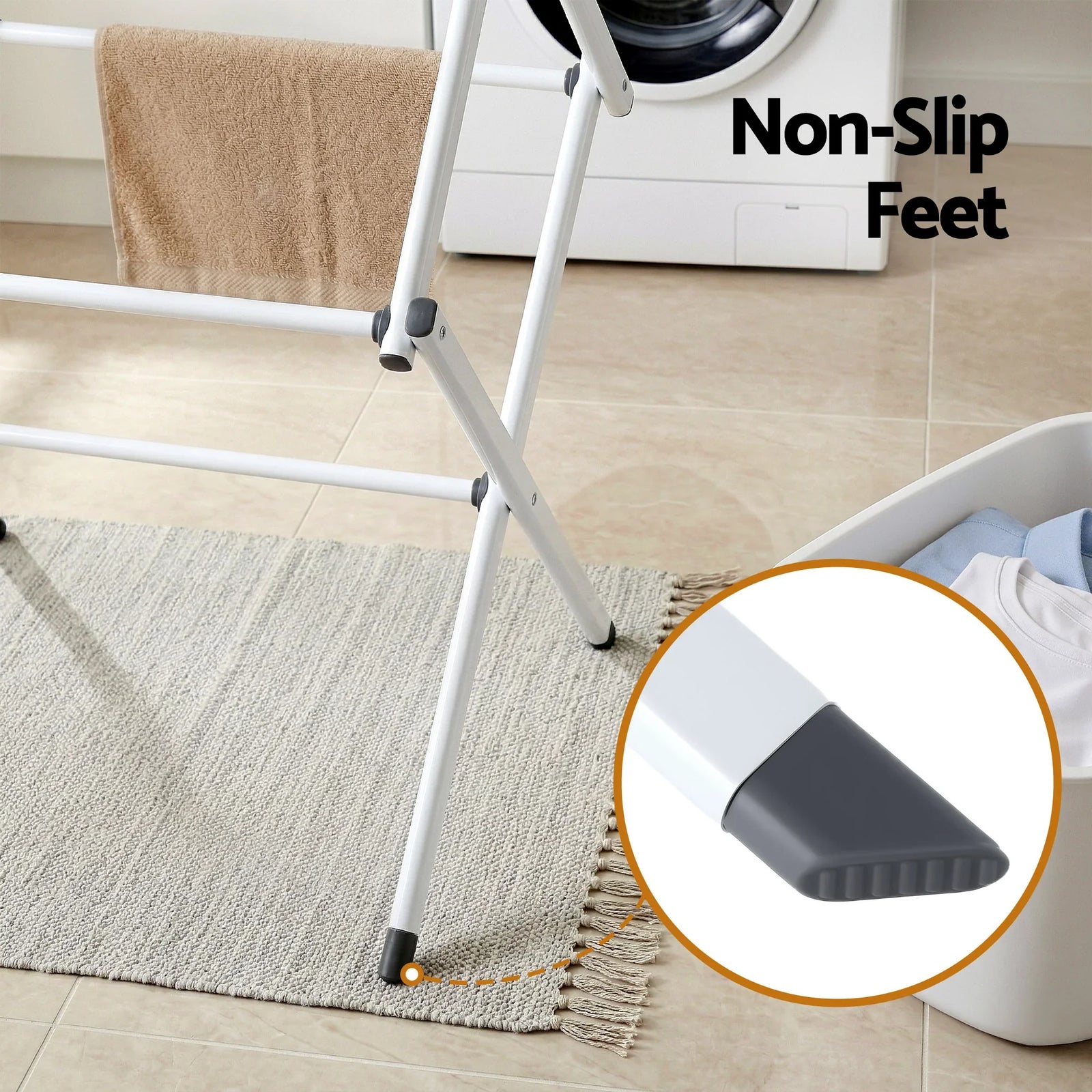 Foldable Clothes Drying Rack with Extendable Rods & Sturdy Metal Frame