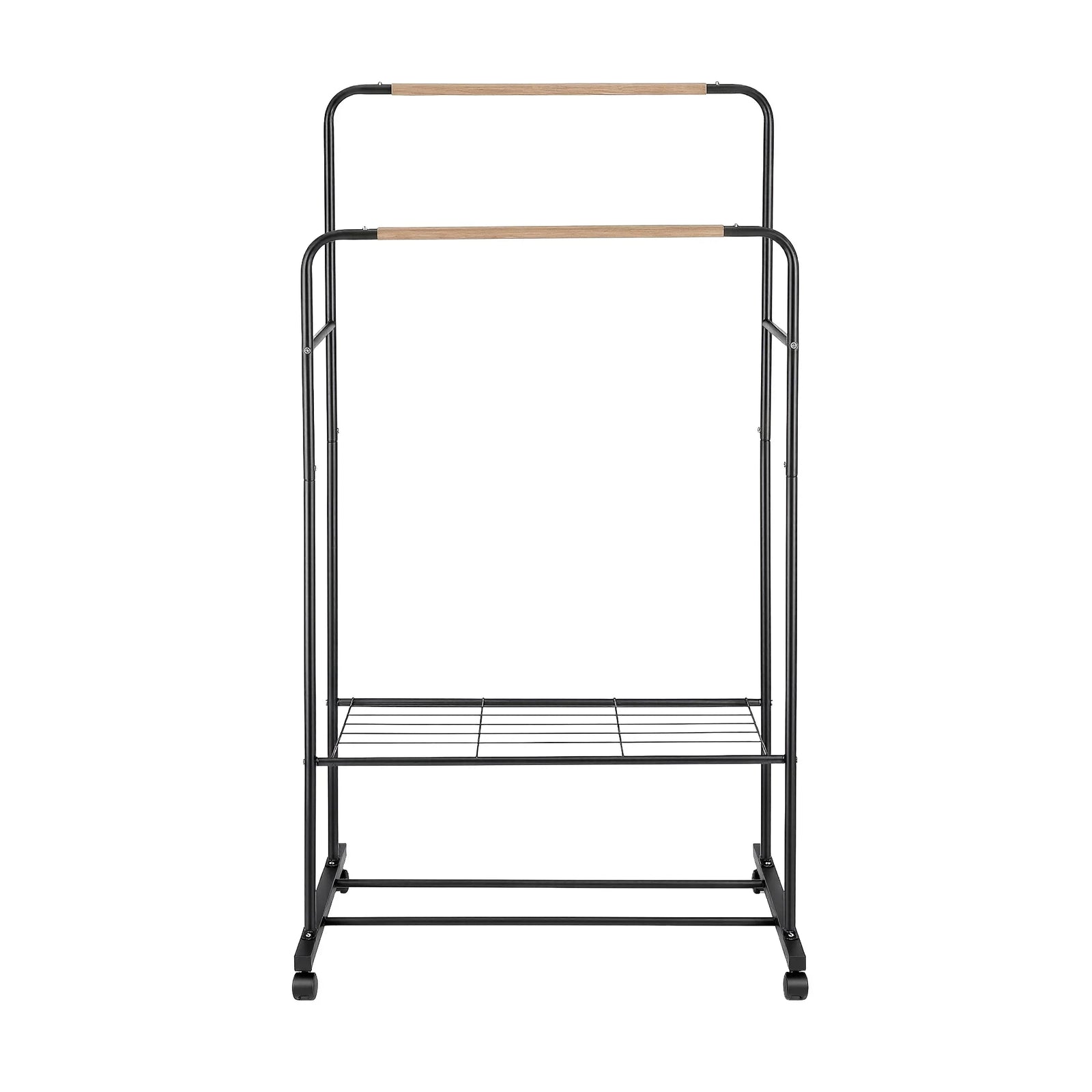 Clothes Rack Double Rod Airer Rail Coat Stand Hanger Storage Shelf