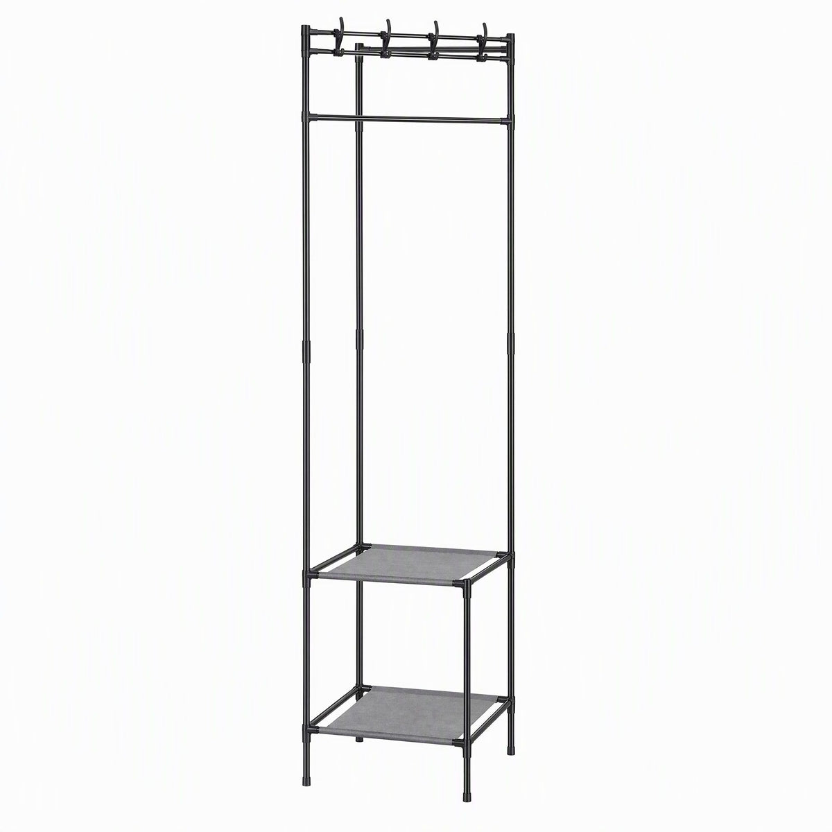 Artiss Coat Rack 181cm Freestanding Corner Hall Tree Garment Organiser Storage Shelf 8 Hooks Black