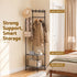 Artiss Coat Rack 181cm Freestanding Corner Hall Tree Garment Organiser Storage Shelf 8 Hooks Black
