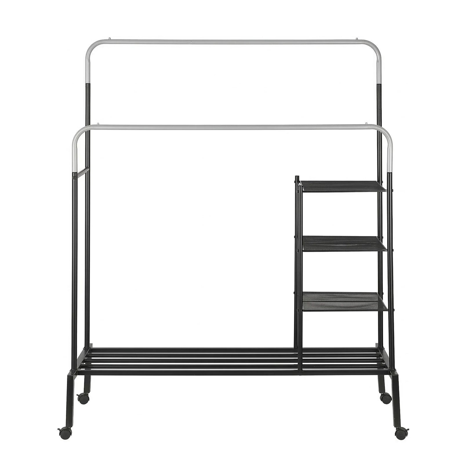 Clothes Rack Double Rod Airer Rail Coat Stand Hanger Storage Shelf