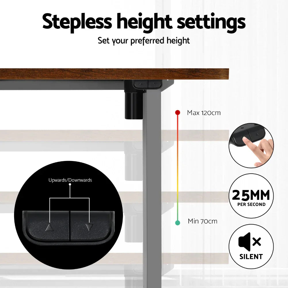 Standing Desk Motorised 120CM Rustic Brown