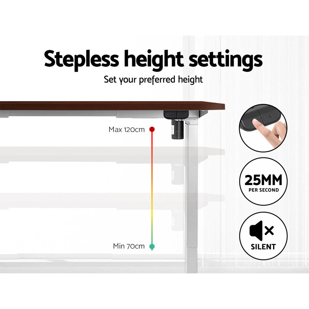 Standing Desk Motorised Sit Stand Desks Walnut 140CM
