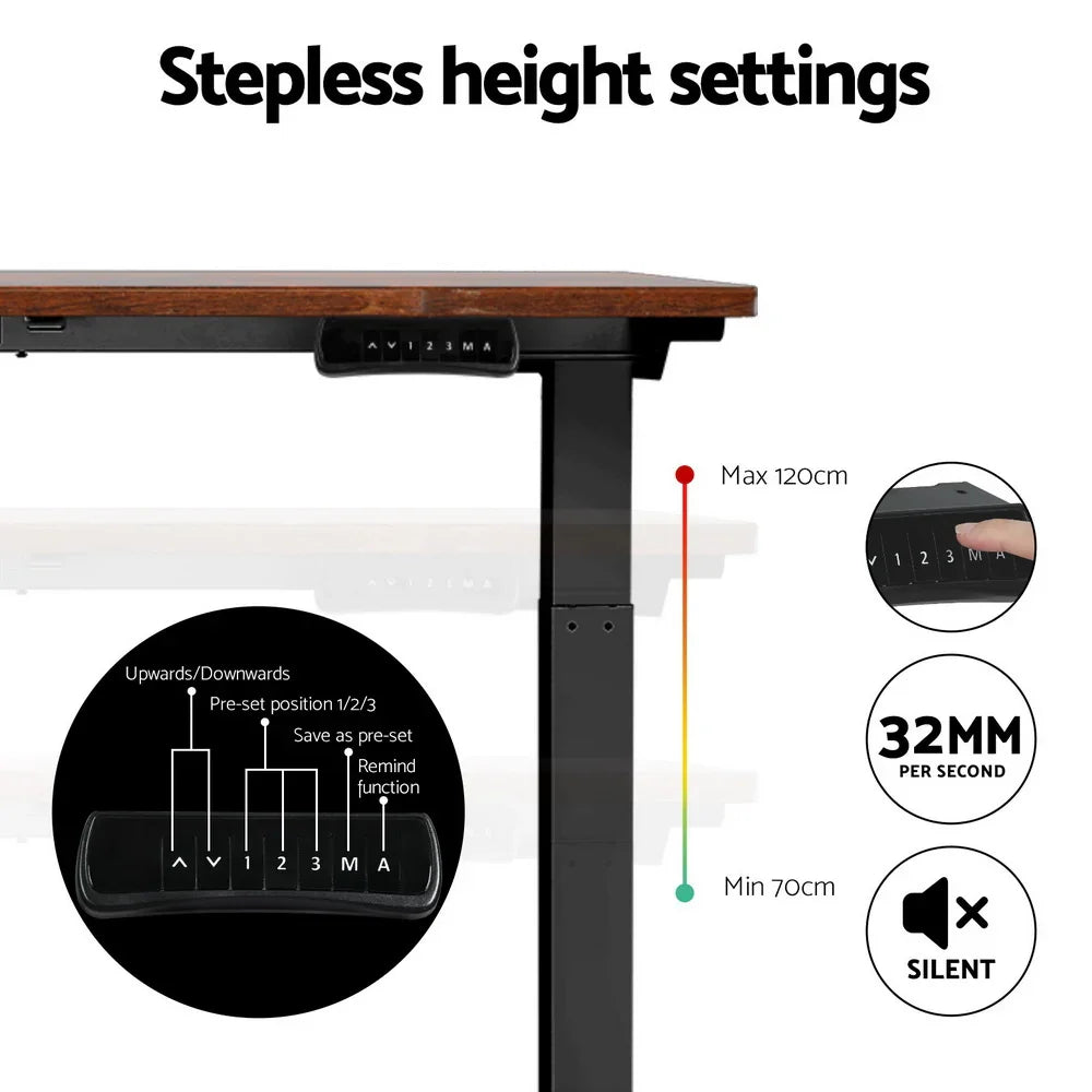 Standing Desk Motorised Dual Motor Rustic Brwon 120CM