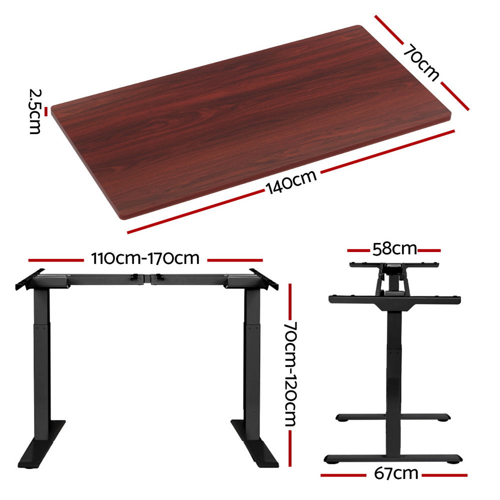 Standing Desk Motorised Dual Motor Walnut 140CM