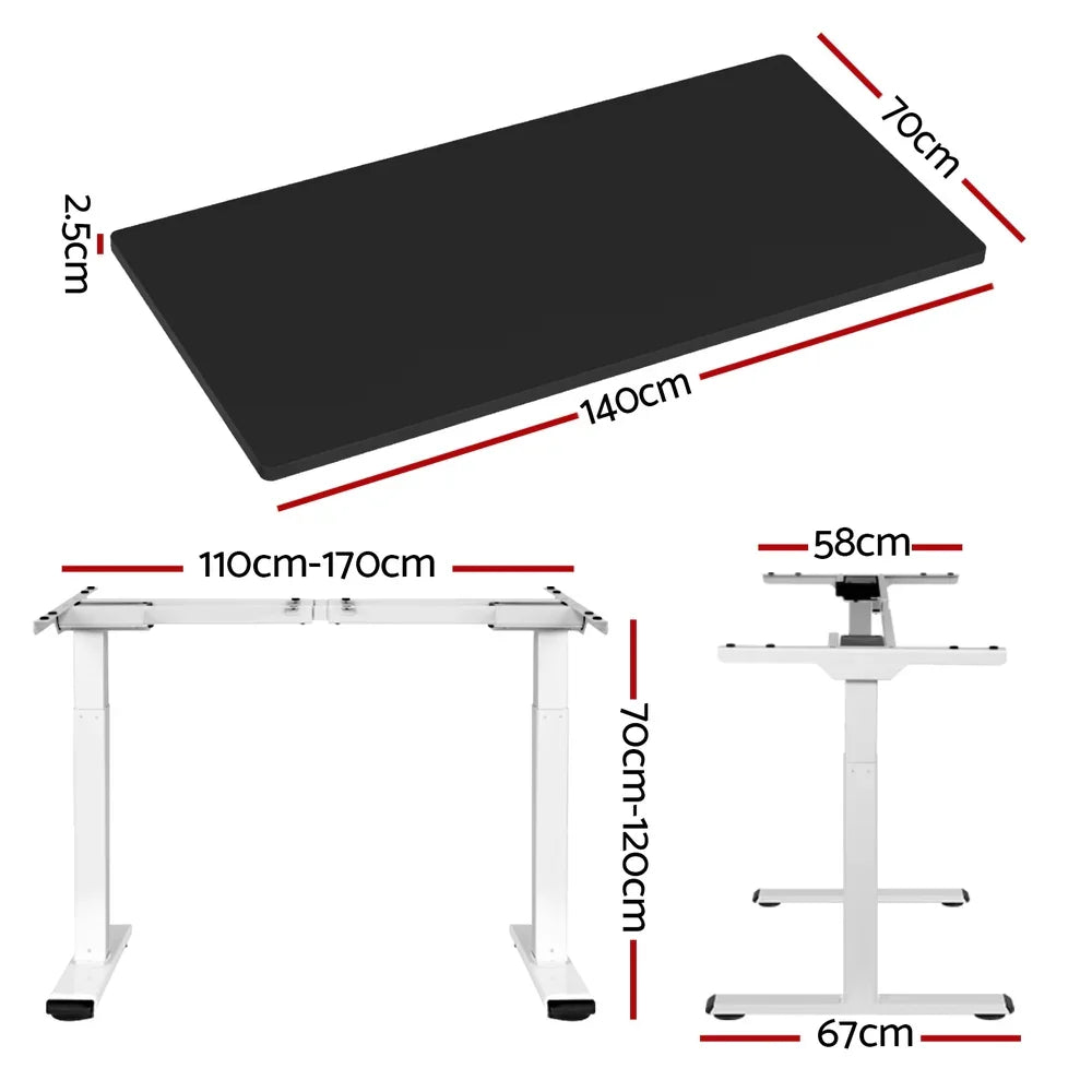Standing Desk Motorised Dual Motor 140CM Black