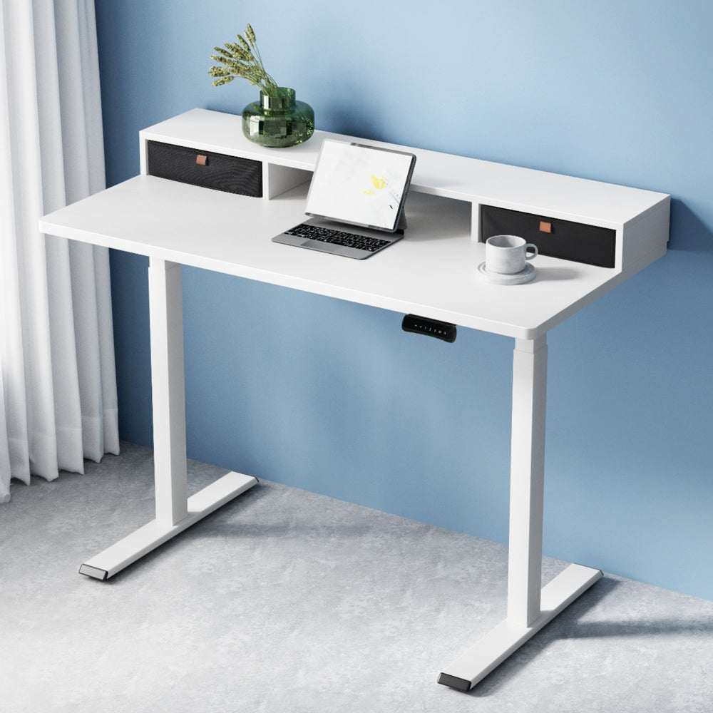 Artiss Electric Standing Desk Dual Motor Office Table With Shelf Drawer120CM