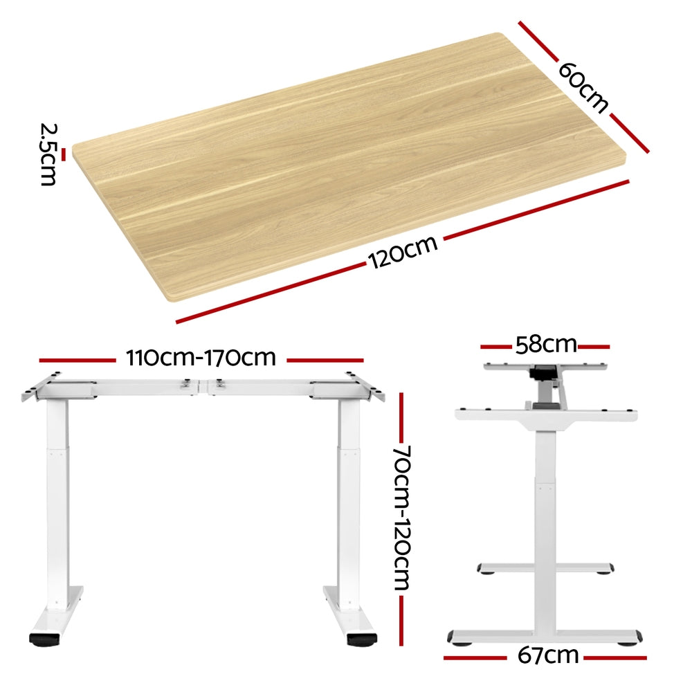 Standing Desk Motorised Dual Motor 120CM White Oak