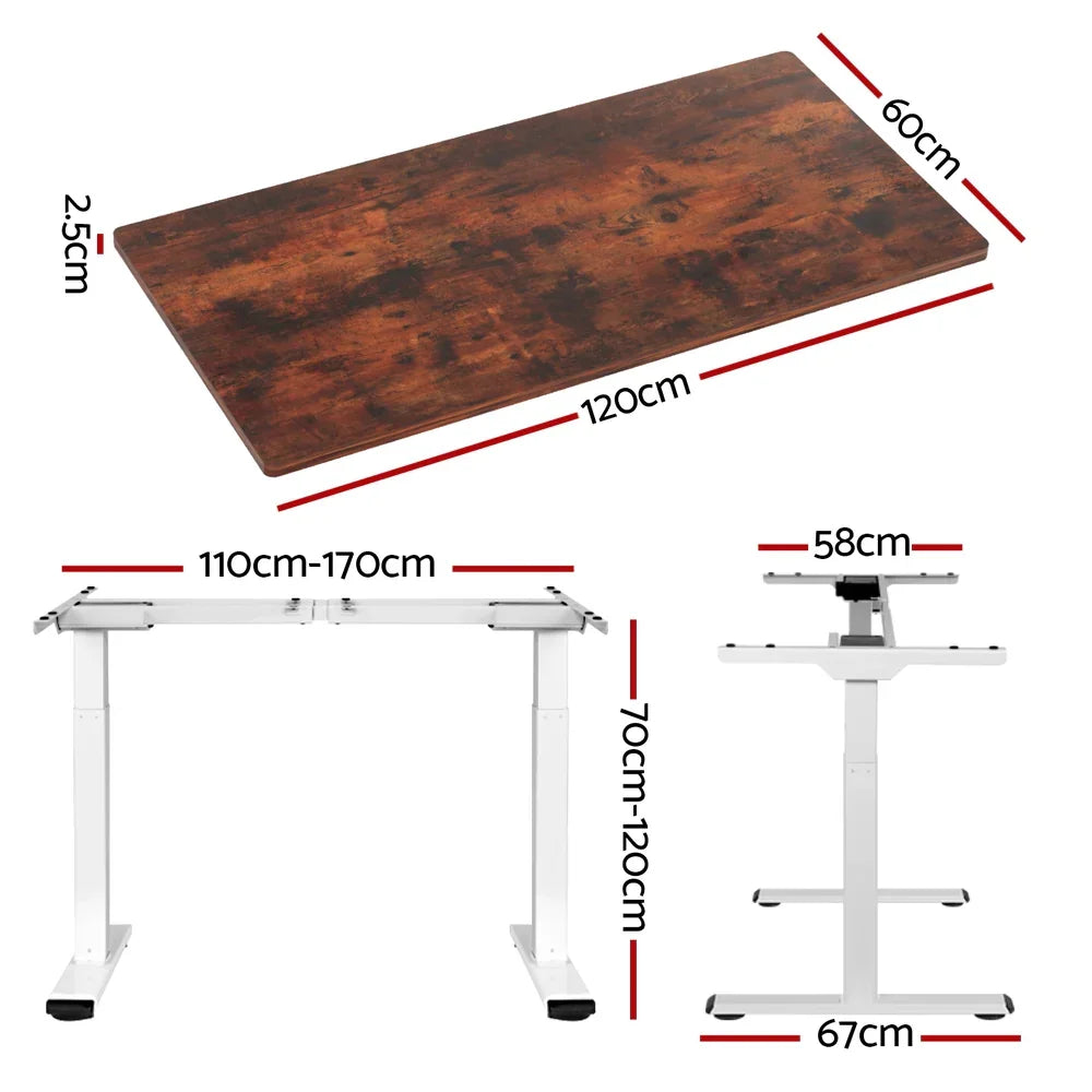 Standing Desk Motorised Dual Motor 120CM Rustic Brwon