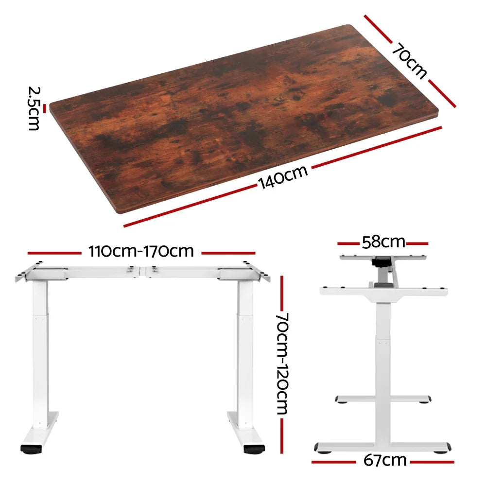 Artiss Standing Desk Motorised Dual Motor 140CM Rustic Brwon