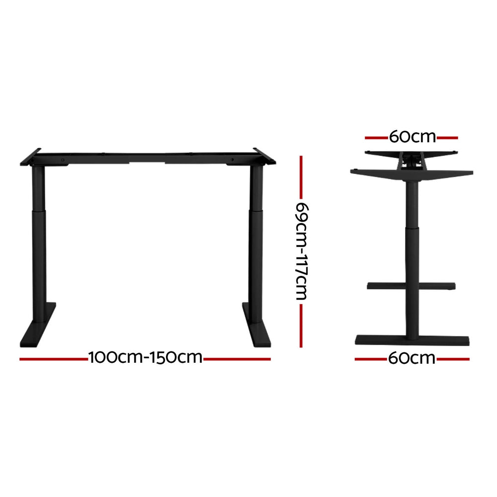 Artiss Standing Desk Frame Only Dual Motor Motorised Adjustable 125KG Load Black