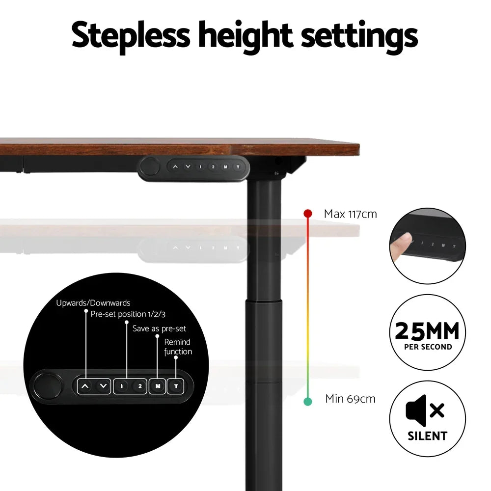 Standing Desk Motorised Electric Dual Motor Rustic Brown 120CM